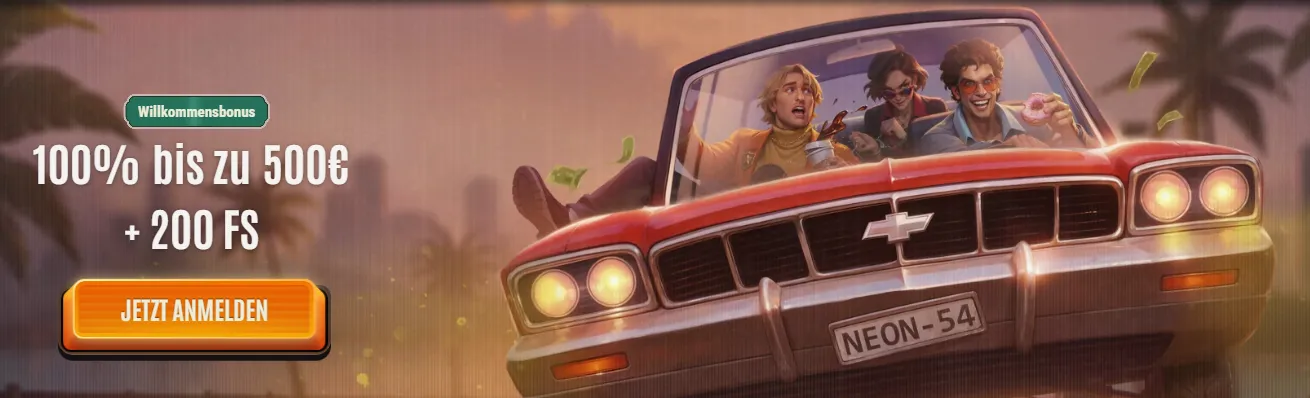 Neon54 Casino Banner mit exklusiven Online-Casino-Angeboten